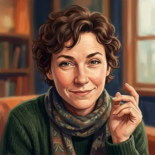 Conceptual illustration: A close-up of an adult’s face as they deliver a clever, dry joke, a small, subtle smile appearing. The lighting is sharp, highlighting the playfulness and intelligence in their eyes.